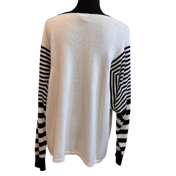 NEW VINCE CAMUTO Antique White Stripe Sleeve Sweater Size XXL - Picture 7 of 8